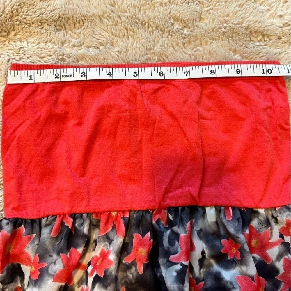 Strapless Red Floral Mini Dress - Picture 7 of 7